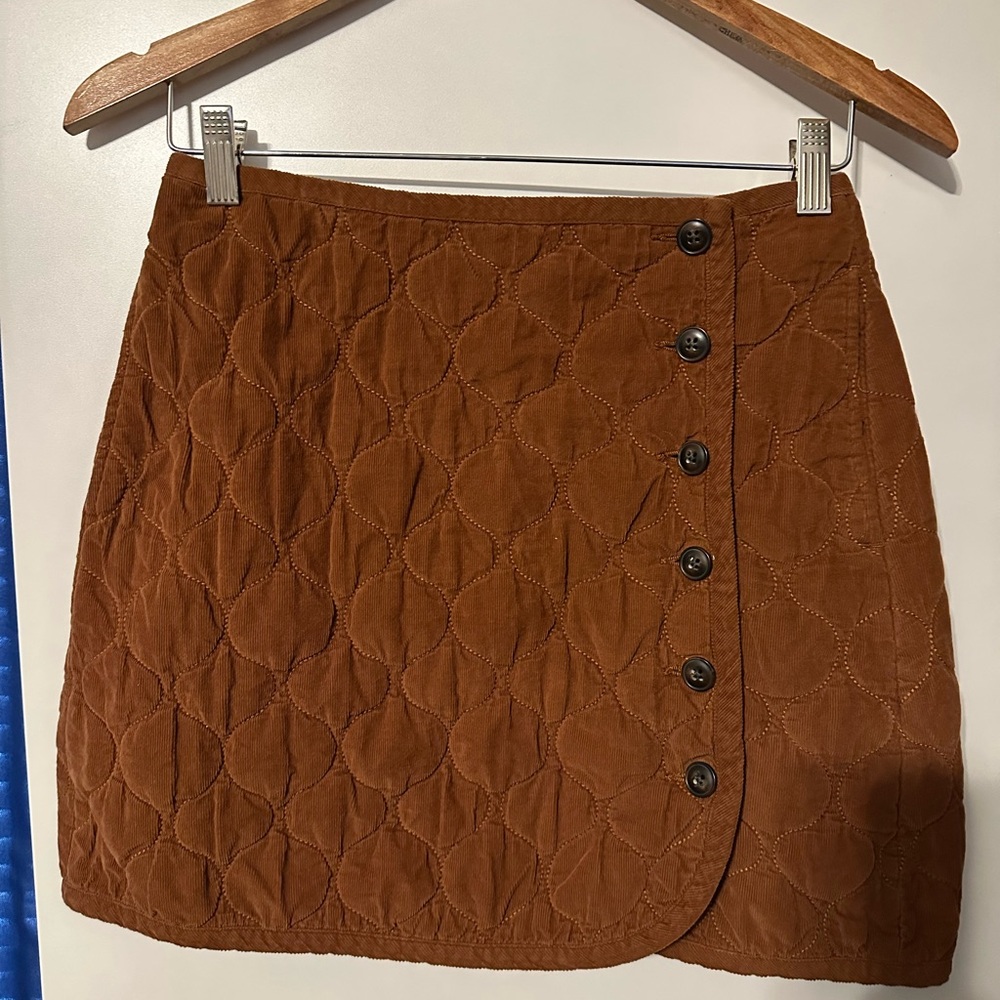 NEW Brown Quilted Corduroy Mini Skirt